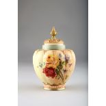 Royal Worcester pot pouri vase and cover, hand painted with summer flowers, 1312 Rd no 112589 date