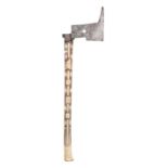 A SAXON MINER'S GUILD AXE, LATE 17TH CENTURY with flat iron head of characteristic form pierced with