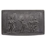 A FRENCH HORN RECTANGULAR SNUFF BOX COMMEMORATING THE VICTORY OF THE PYRAMIDS, EARLY 19TH CENTURY of