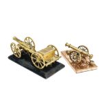 A FIELD GUN AND LIMBER IN EARLY 19TH CENTURY STYLE AND A MODEL CANNON, 19TH AND 20TH CENTURY the