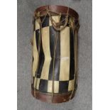 A PRUSSIAN SIDE DRUM, 19TH CENTURY with painted body decorated in black and white, fitted with