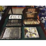 Canteen of cutlery, silver plated tray,