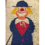 1970's wool rug depicting a clown