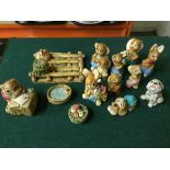 A Pendelfin stand and ten assorted figures inc.