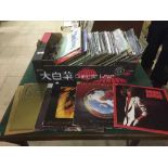 A box of LP records - ELO, AD/DC,