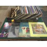 A box of LP records including Elton John, Roxy Music,