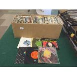 Two boxes of assorted 45's including Rod Stewart,