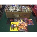 Two boxes of assorted 45's including Elton John, Sparks,