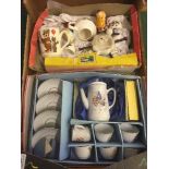 A box of child's china tea sets, Noddy and The Muppets, Yogi Bear mug,