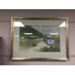 T S Hutton : Rothbury fishing scene, watercolour, signed, dated '95, framed.