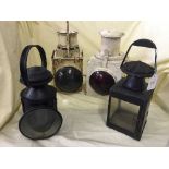 Four assorted railway lamps
