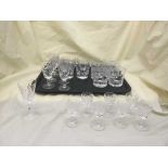 A tray of lead crystal whiskey tumblers,