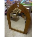 Two contemporary silvered framed mirrors together with a pine framed arched mirror (3)