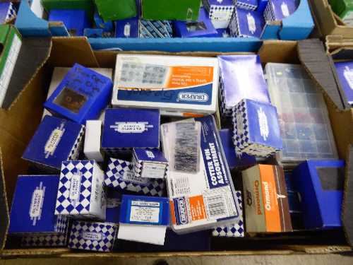 Box of Olympic fixing screws, Draper Cotter pins, washers etc.