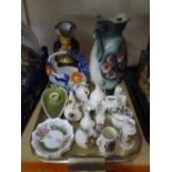 A tray containing Toby jug, Wedgwood Ivy House trinket dish, Goss china etc.