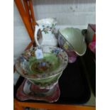 A tray containing Ringtons Lustre water jug together with four pieces of Maling lustre china