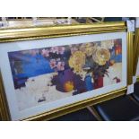 A pair of large contemporary gilt framed prints : Still Life