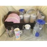 Box of mixing bowls, juice jugs,