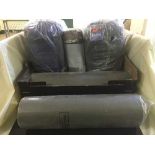 A box of Gelert self inflating mat, sleeping bags,