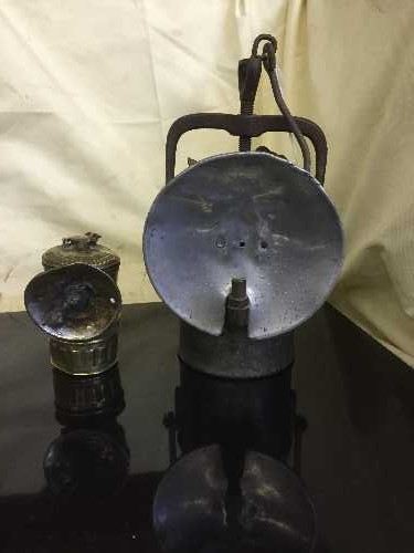 Two Carbide miner's lamps including The Premier Lamp
