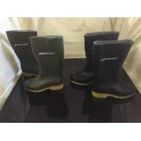 A box of Dunlop wellington boots,