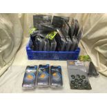 A box of Gelert emergency snap eyelets, ground sheet pegs, inflatable pillows,