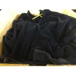 A box of assorted fleece tops,