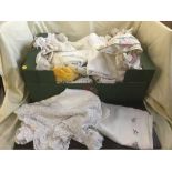 Two boxes of large quantity of table linen