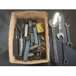 A box of assorted tools : miniature mallets,