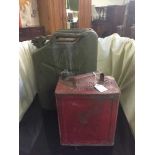 A mid 20th century oil can and a jerry can