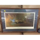 A mahogany framed print of a spit fire by Barrie A. F.