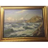 Two framed oils on canvas - coastal scenes