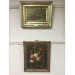 Early 20th century school : Study of a rose, oil on panel, framed.