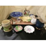A tray of Carlton ware jug, Copeland Spode blue and white bowls, flower posies, Carlton ware dishes,