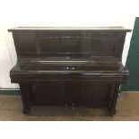 A mahogany straight strung piano by Barnes