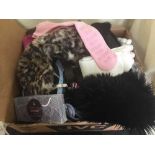 A box of assorted lady's hats, belts,