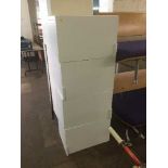 Four white single door cabinets