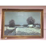 Wiktor Korecki : A Winter Landscape, oil on canvaes, framed.