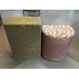 A gold Lloyd Loom s/l box and a pink d-shaped Lloyd Loom s/l box