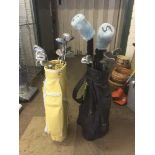 Two golf bags of assorted clubs and drivers - Arnold Palmer,