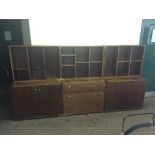 A mahogany triple section bookcase