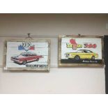 Two advertising panels : American muscle cars