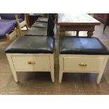 A pair of upholstered stools fitted a drawer
