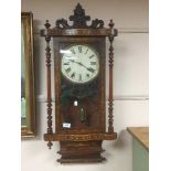 A 19th century rosewood and marquetry 8 day wall clock