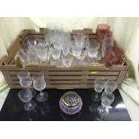 A box of quantity of assorted crystal drinking glasses