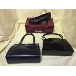 A box of assorted lady's leather handbags and shoes