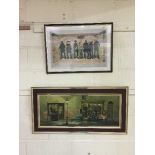 A mahogany framed Robert Olley print - Westoe Netty and a 1970's print of an antique shop