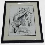 David Tallberg : Nude female study, watercolour and bodycolour, signed, 54 cm x 38 cm, framed.