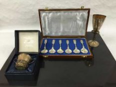 A Stuart Devlin Franklin Mint limited edition silver gilt 'Royal Christening Porringer 1982', boxed,