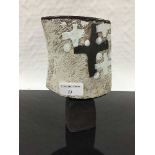 John Maltby (born 1936): A studio pottery cup form vase or vessel decorated with crosses,